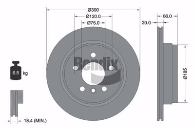 BENDIX - DISCO Travao DF6513S